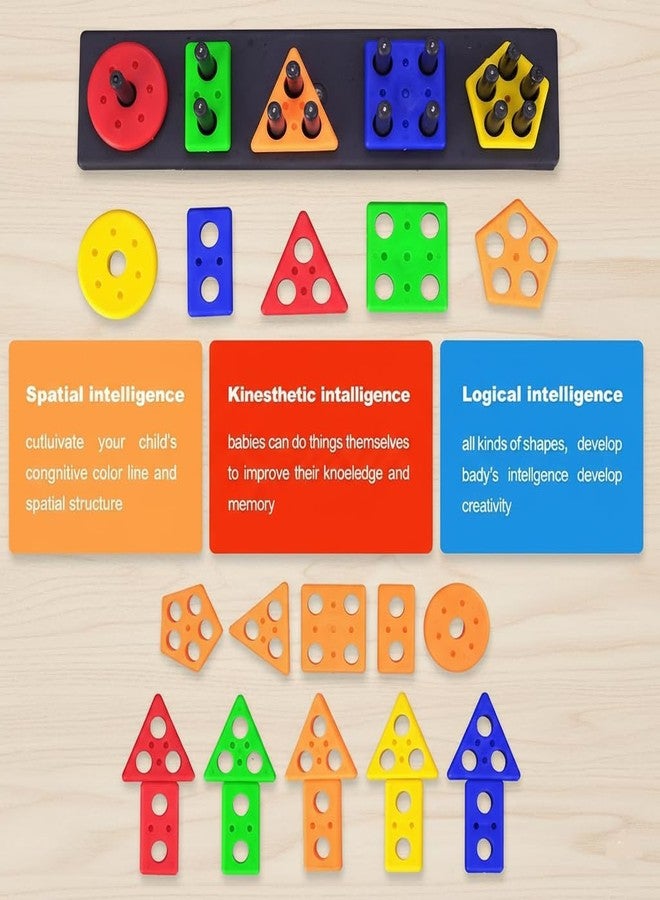 Enorme Kids Shape Sorting Game | Colorful Geometric Learning Puzzle Toy for Toddlers | Wooden Base with Multi-Shape Blocks for Early Education & Brain Development - (Pack of 1) - Image 3